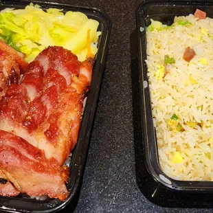 Char siu over rice / Yang chow fried rice