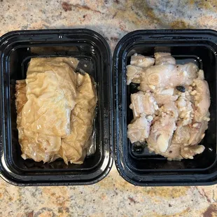 beancurd skin with pork &amp; shrimp + spareribs in black bean sauce = $4.25 each