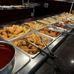 Sweet sour chicken! And egg rolls!