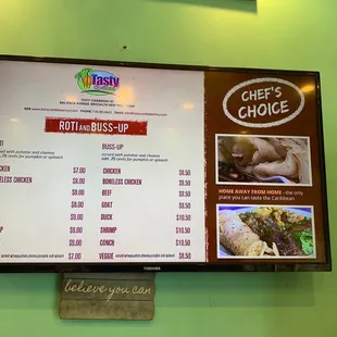 a menu for a restaurant