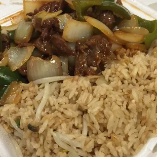 Pepper steak and onions lunch special. $5.60!!