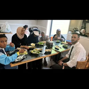 Family enjoys the food