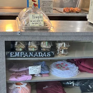 a display of food items