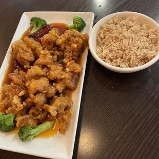General Tso's Chicken and fried rice
