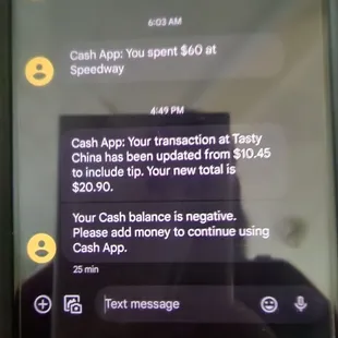 a text message on a cell phone