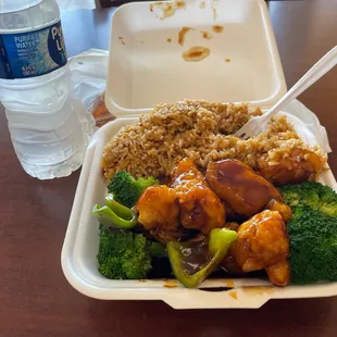 General Tso Chicken with Pork fried rice.