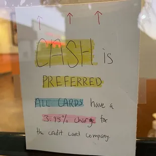 Cash proffered the charge 4% extra for all cc transactions