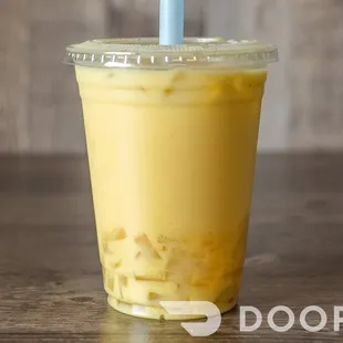 Mango Milk Tea with Lychee Jelly