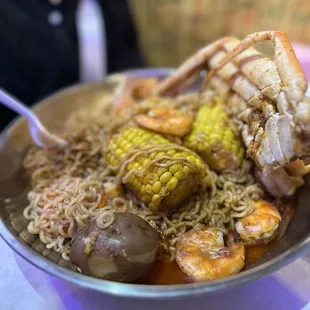 Seafood boil + Ramen