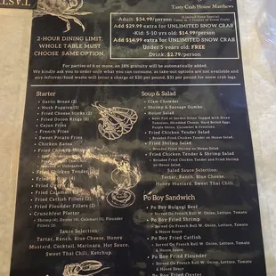 All you can eat menu