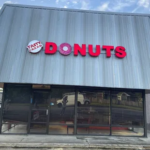 the outside of a donut shop