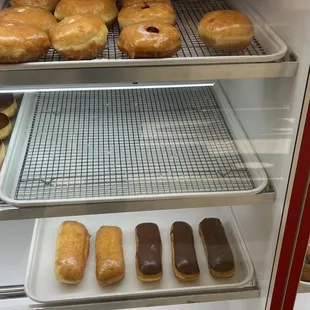 a display case full of donuts