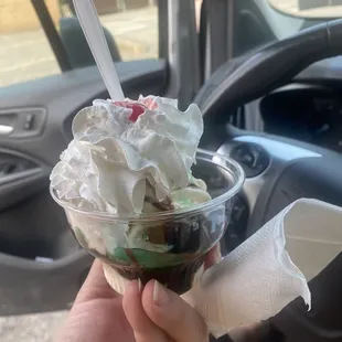 Barely a scoop of ice cream, they didn't even fill the base of the cup