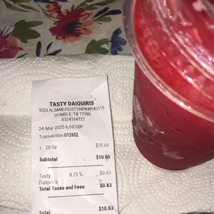 the price of the drink