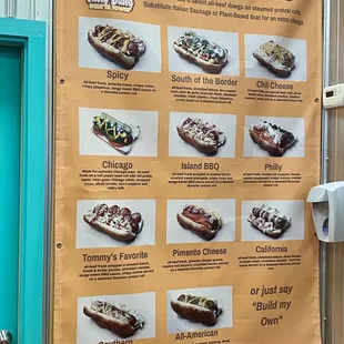 a hot dog with various toppings