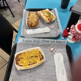 My chili dog and hubby had a chili dog and  customized one!!!