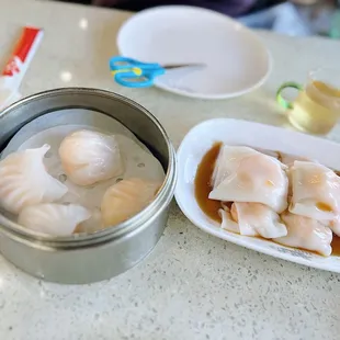 1. Steamed Shrimp Dumpling and 26. Shrimp Rice Roll