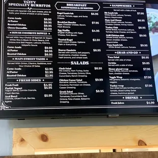 Current menu
