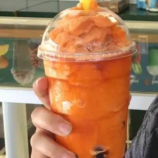large thai tea boba no whipped cream