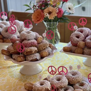 a variety of doughnuts on a table