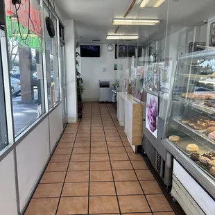 the inside of a bakery
