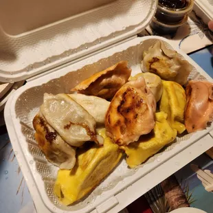 A dozen mixed dumplings