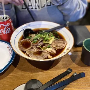 Beef schezuan noodle soup