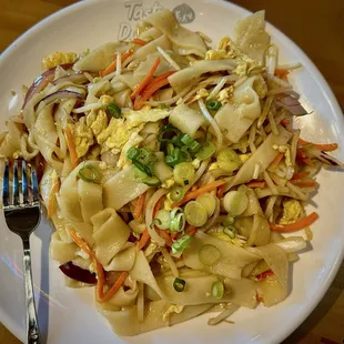 Stir fried wide noodles.