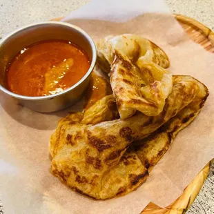 Roti Canai with curry sauce