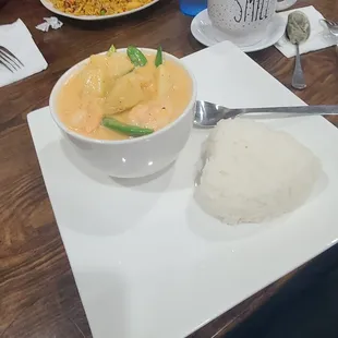 Pineapple curry, with heart shaped rice! YUM!