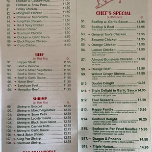 a menu for a restaurant