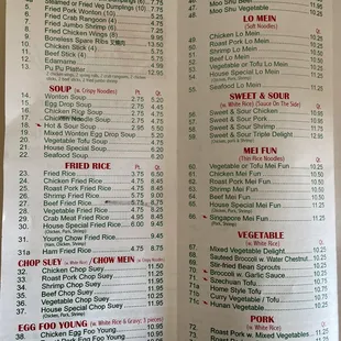 menu
