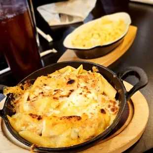 a skillet of food on a table