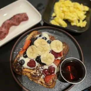 French Toast, Turkey Bacon, Scrambled Eggs