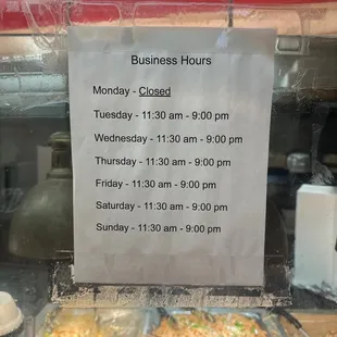 Business Hours as of April 2023