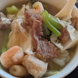 Wor wonton soup . This is only half the oder . They give you a lot so I always only eat half.