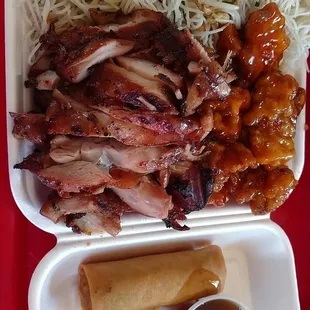 Two item combo. Orange chicken and Teriyaki chicken sauce on side.