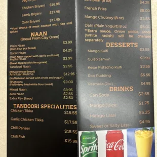 a menu for a restaurant