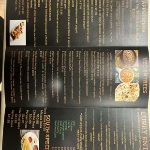 a menu for a restaurant