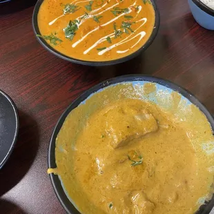 Top: butter chicken Bottom: mango curry