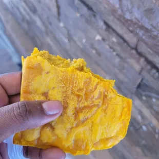 Overdone chicken patty.