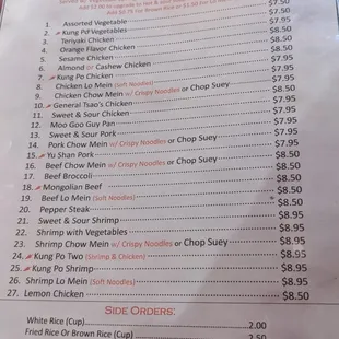 menu