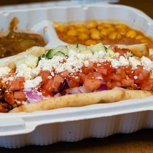 Chicken on Pita w Okra and Chickpeas