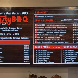 menu and prices