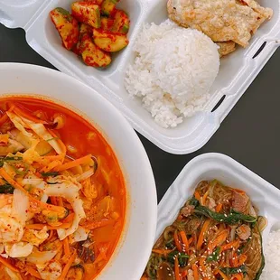 Jjamppong; Meat Jun &amp; Japchae