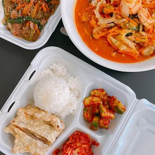 Japchae; Jjamppong; Meat Jun