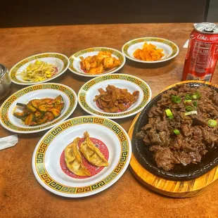 Bulgogi. Dinner came with all the sides as well.