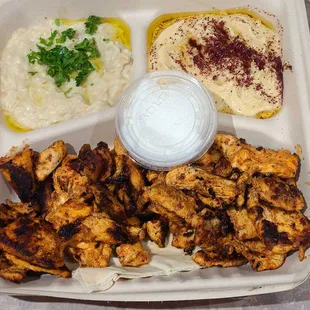 Chicken Shawarma Entree with Mtable an Hummus - one of my favorite combinations