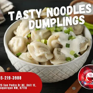 a bowl of dumplings