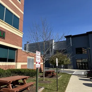 Right side of building in front of gym